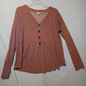 Como Vintage Rust Floral Blouse